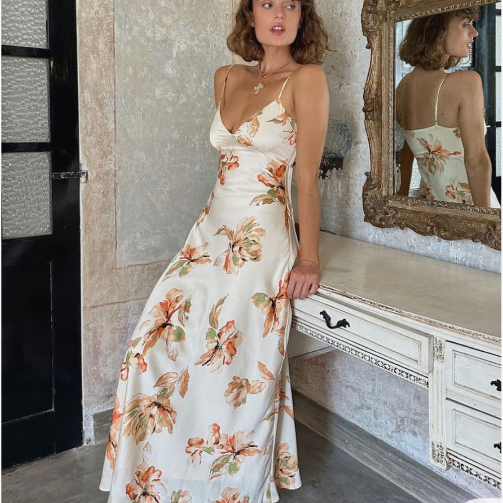 12th Tribe Palma Cream Floral Maxi Dress